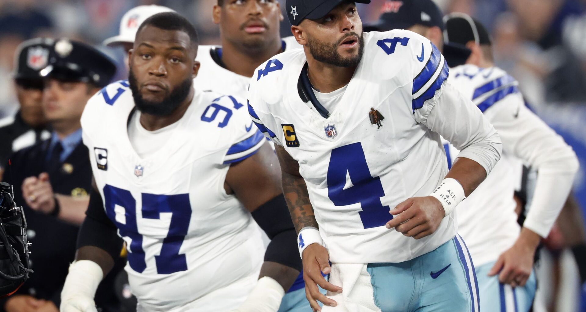 The Dallas Morning News' Cowboys insiders Joseph Hoyt (left) and Calvin Watkins (right) after Dallas' 28-20 season-opening loss to the New York Giants on Sept. 13, 2026.