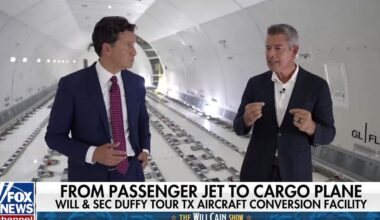 Transportation Secretary Duffy shows how a Texas facility turns passenger jets into cargo planes