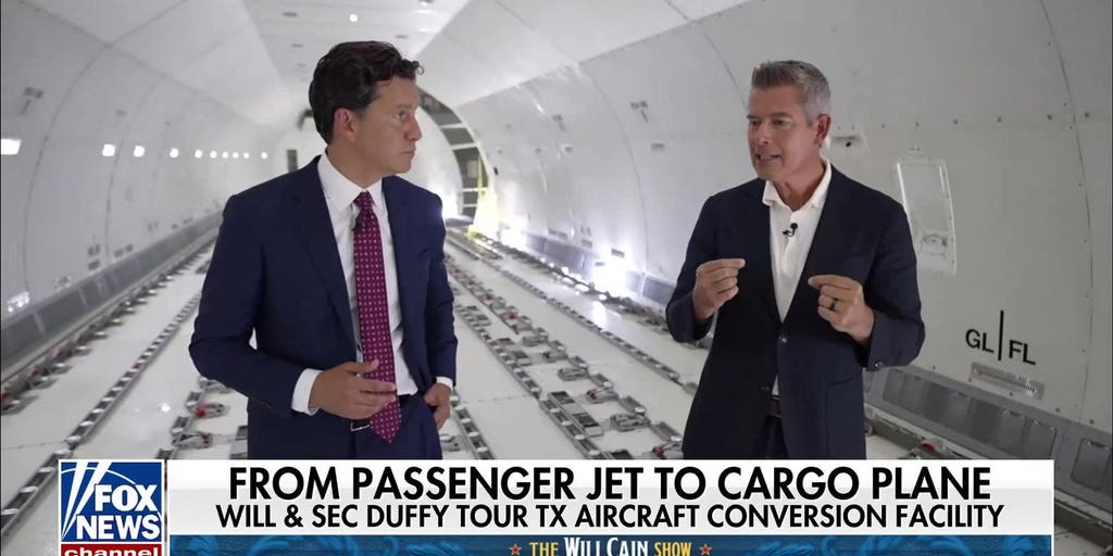 Transportation Secretary Duffy shows how a Texas facility turns passenger jets into cargo planes