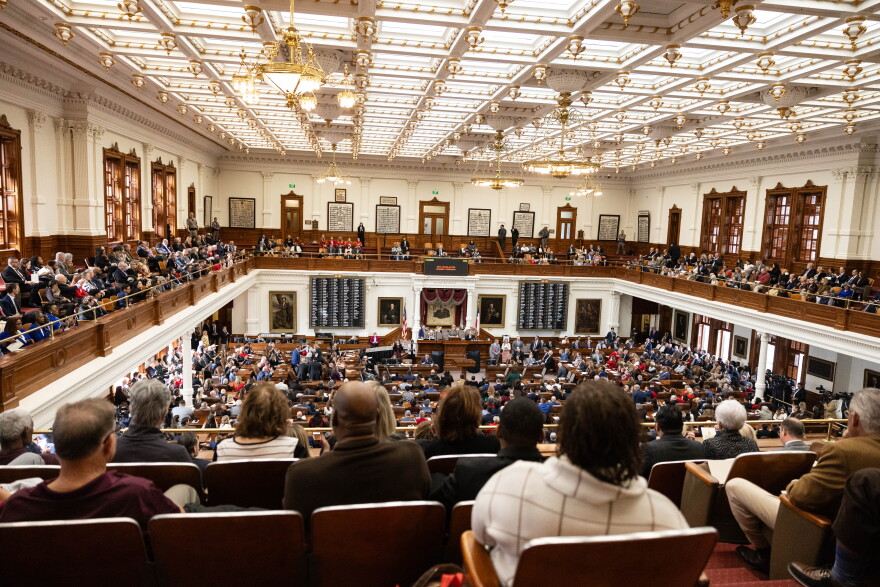 A view of the Texas House from the visitors gallery on the first day of the legislative session in 2025.
