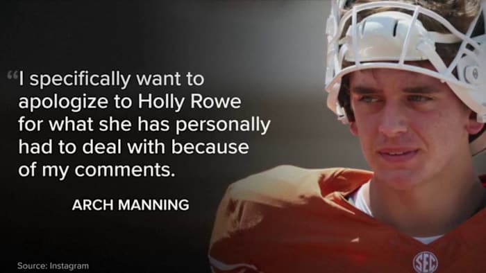 Texas Longhorns star QB Arch Manning apologizes to ESPN reporter for fake AI video reaction