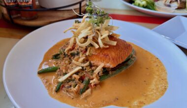 The salmon special with a blue crab sauce.