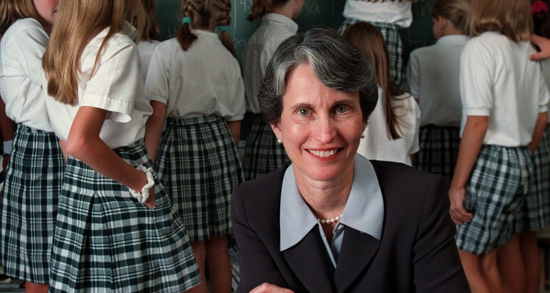 Liza Lee poses for a photo in a fifth-grade language arts class at the Hockaday School in 1997. 