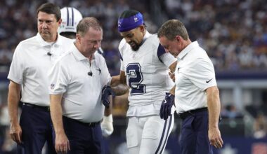 Cowboys' Cobie Durant gets stepped on in worst place possible during win over Commanders