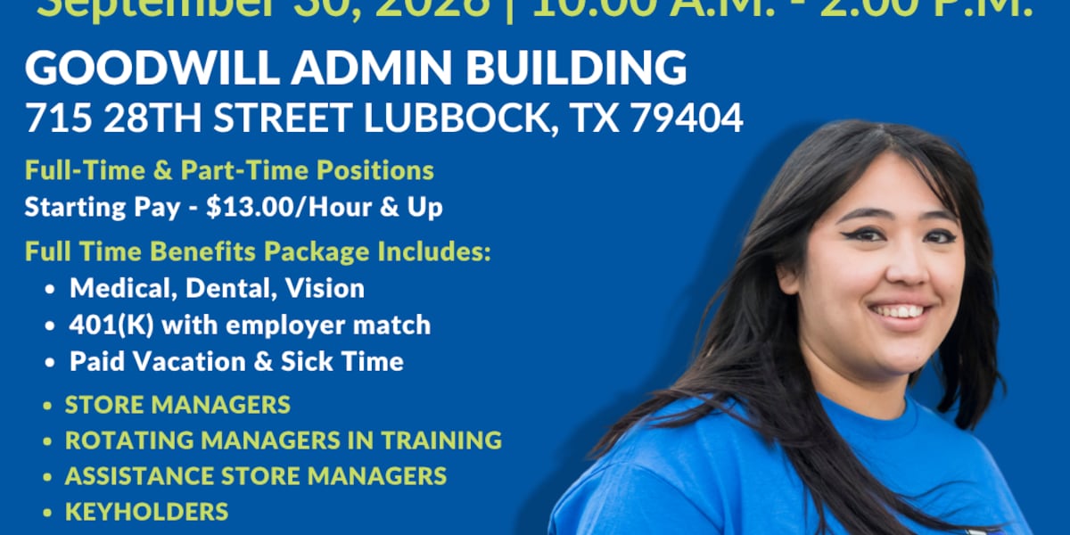 Goodwill Industries of Northwest Texas to host job fair Sept. 30