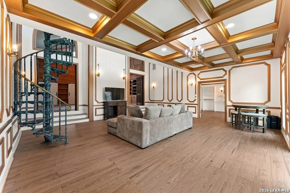 This San Antonio home for sale has a cathedral-like interior and gold wall panels