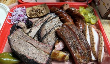 The meat tray offered up in the Terry Black Experience.
