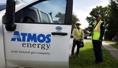 Many Atmos Energy workers were on the scene to inspect the leveled The Clyde apartments on East 9th St near Patton Avenue in the Oak Cliff area of Dallas, May 30, 2026.