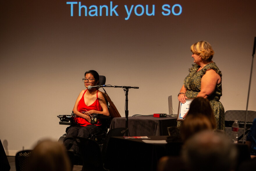 Rachel Salcido says a few words after receiving her award.