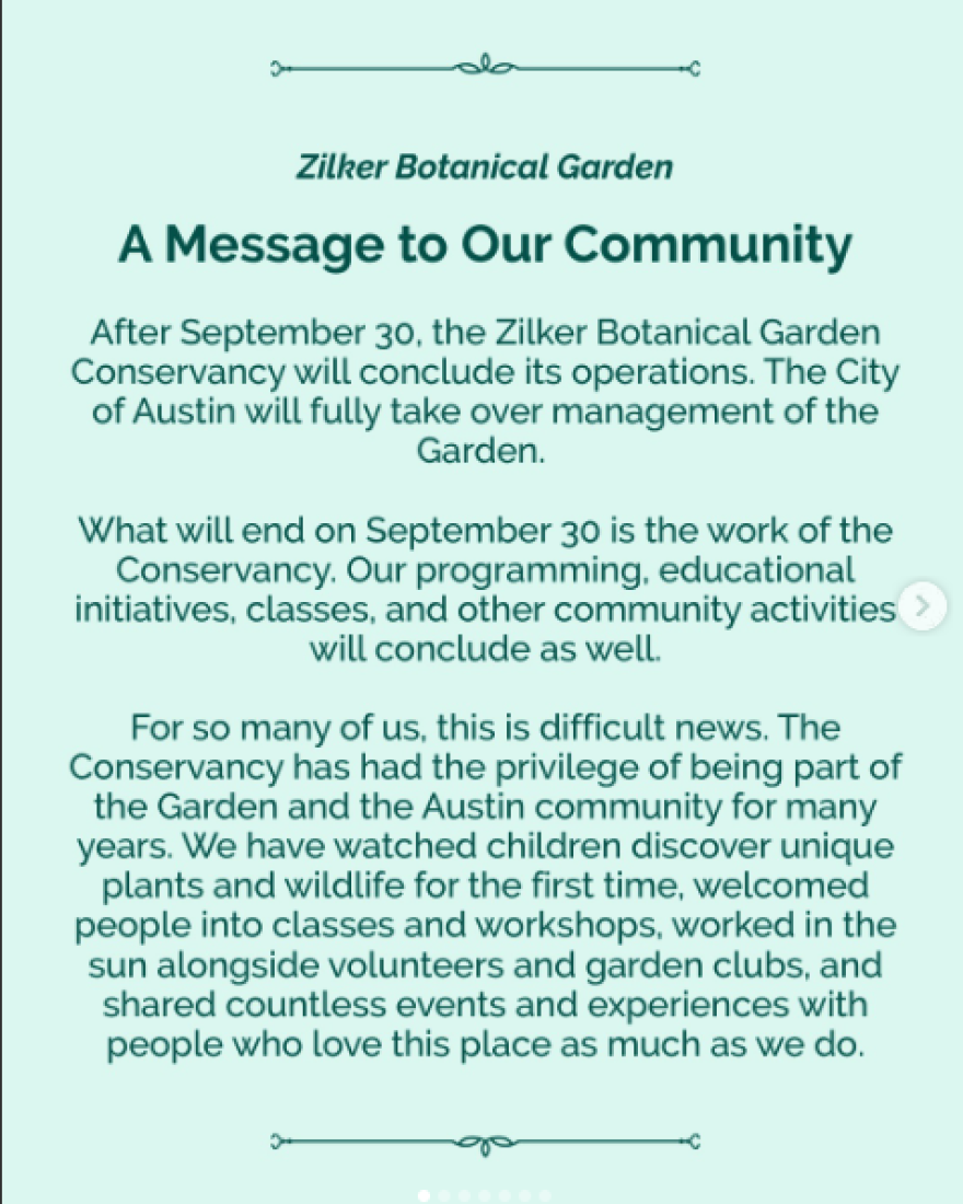 The nonprofit that has run the gardens since at least 2015 ceased operations of the facility.