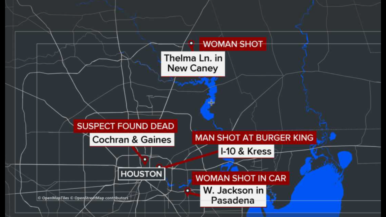Suspect in 3 shootings across Houston area found dead in Near Northside, investigators say