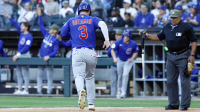 May 15, 2026; Chicago, Illinois, USA; Chicago Cubs third baseman Alex Bregman (3) scores against the Chicago White Sox during the first inning at Rate Field.
