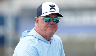 Aug 1, 2026; Oxnard, CA, USA; Dallas Cowboys chief operating officer Stephen Jones at training camp at River Ridge Playing Fields.