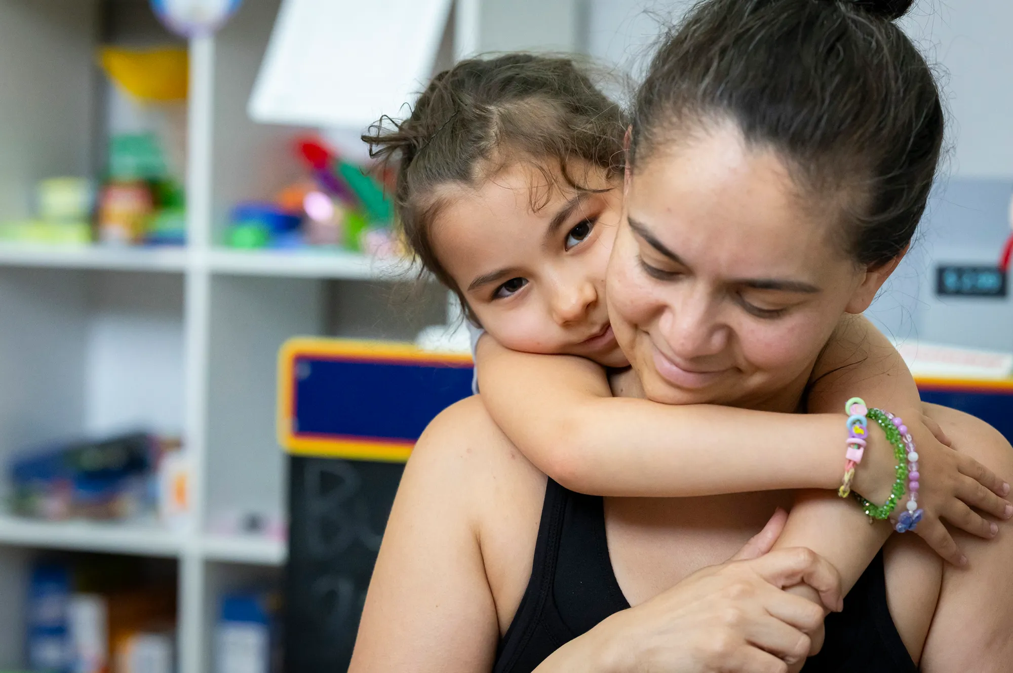 Dominika Kemp, 8, and her mother, Angie, in their home in north Houston on Sunday, June 14, 2026.