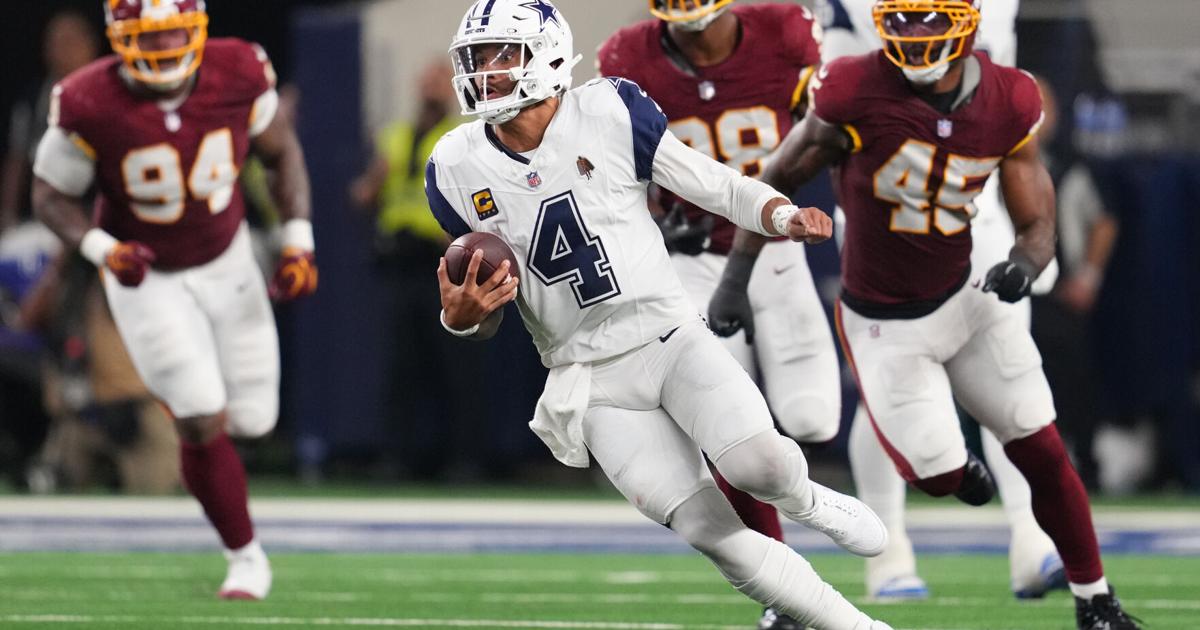 Dak Prescott throws 4 TD passes as Cowboys beat Commanders, who lose Jayden Daniels to elbow injury | National