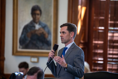 Texas Senator Mayes Middleton speaks at the state capital.