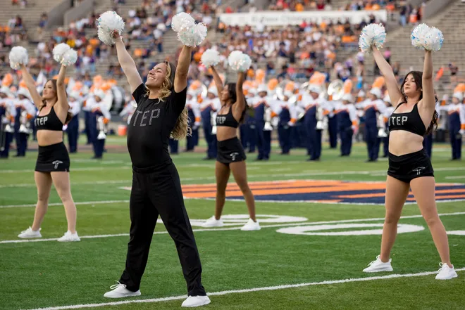 The UTEP dance team performs before the football home opener against Texas Southern on Saturday, Sept. 12, 2026, at Sun Bowl Stadium in El Paso, Texas.