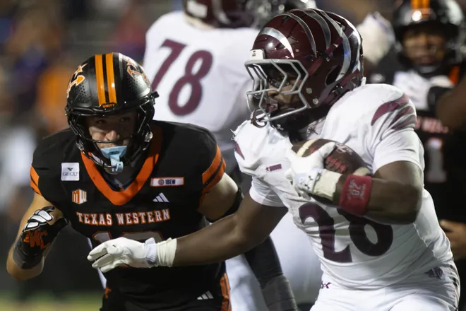 Texas Southern’s Athean Renfro Jr. runs the ball during a football game against UTEP on Saturday, Sept. 12, 2026, at Sun Bowl Stadium in El Paso, Texas.