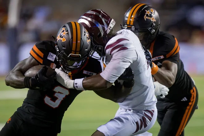 UTEP’s Jaden Smith runs the ball during the football home opener against Texas Southern on Saturday, Sept. 12, 2026, at Sun Bowl Stadium in El Paso, Texas.