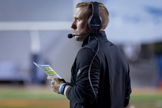 UTEP’s head football coach Scotty Walden watches his team during the football home opener against Texas Southern on Saturday, Sept. 12, 2026, at Sun Bowl Stadium in El Paso, Texas.
