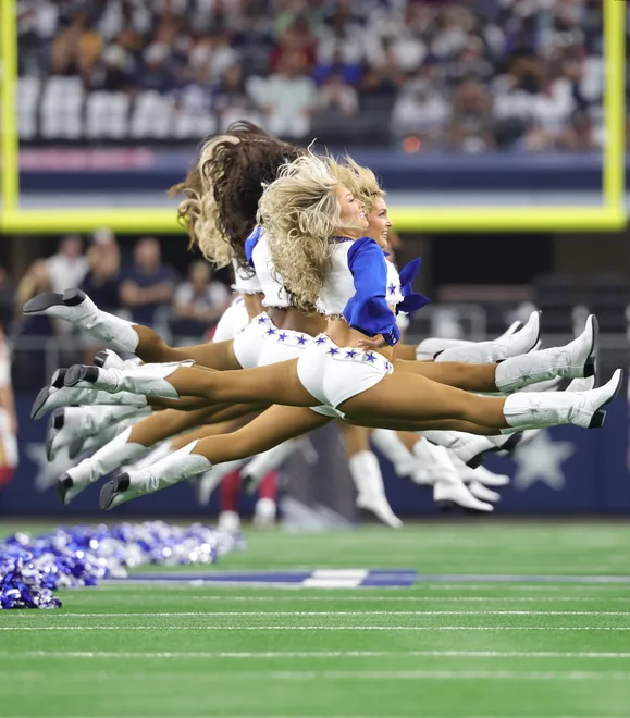 Sep 20, 2026; Arlington, Texas, USA; Dallas Cowboys Cheerleaders perform before a game against the Washington Commanders at AT & T Stadium. Mandatory Credit: Kevin Jairaj-Imagn Images