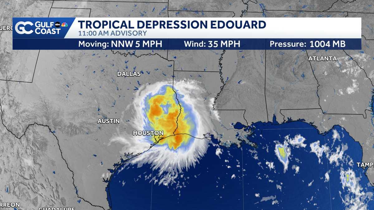 Tropical Depression Edouard to dissipate over Texas