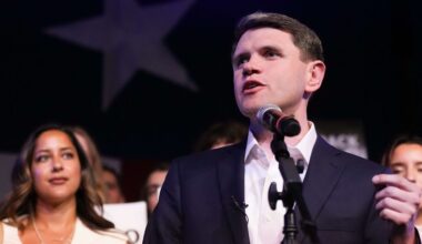 Texas state Rep. James Talarico, D-Austin, a Democratic candidate for the U.S. Senate, speaks at a primary election watch party Tuesday, March 3, 2026, in Austin, Texas. (AP Photo/Eric Gay)