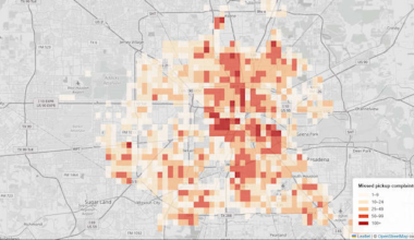 Map: Houston neighborhoods with the most missed trash pickup complaints