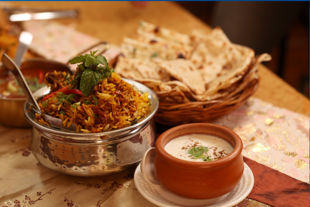 Image shows a table of Indo-Pak cuisine.