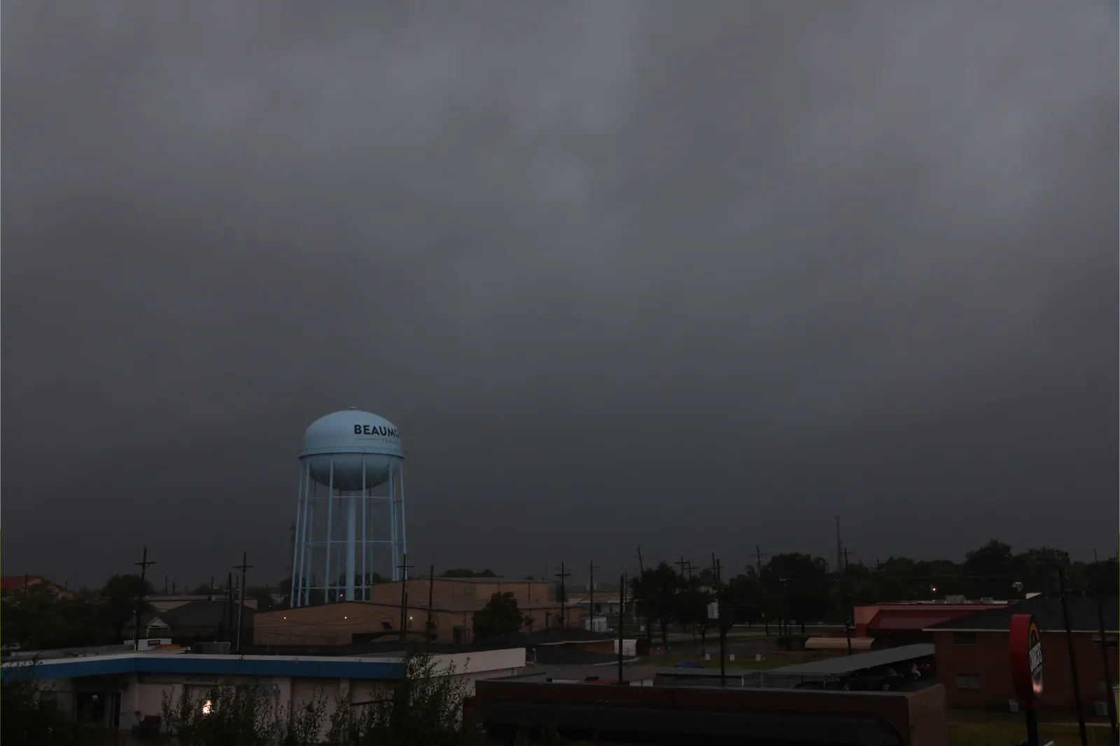 Tropical Storm Edouard passes over Beaumont on September 1, 2026 in Beaumont, Texas.