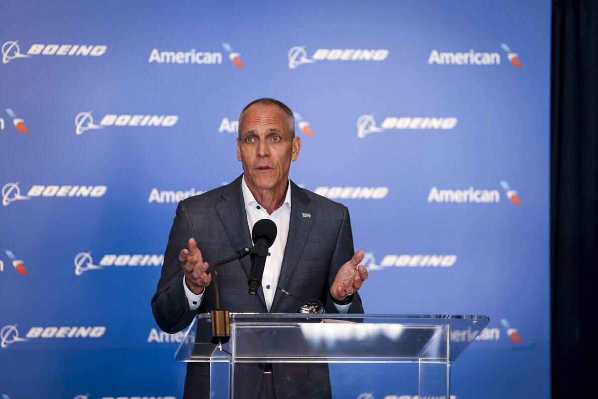 American Airlines Chief Commercial Officer Nat Pieper speaks about the newly retrofitted Boeing 777-300ER aircraft on Wednesday, Sept. 2, 2026 at Dallas Fort Worth Airport.
