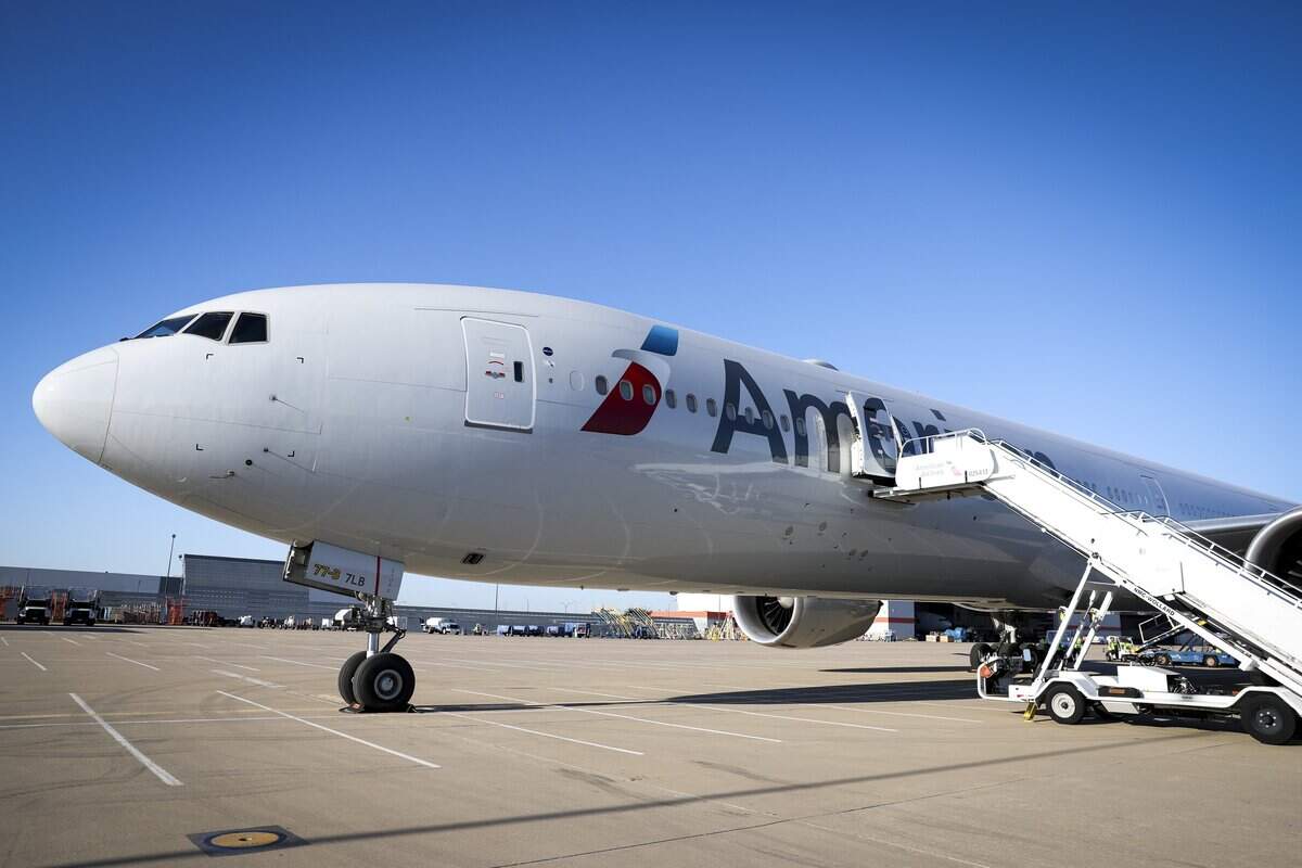 American Airlines unveils its first retrofitted Boeing 777-300ER aircraft, featuring the most premium seats on an aircraft operated by any U.S. carrier, on Wednesday, Sept. 2, 2026 at Dallas Fort Worth Airport.