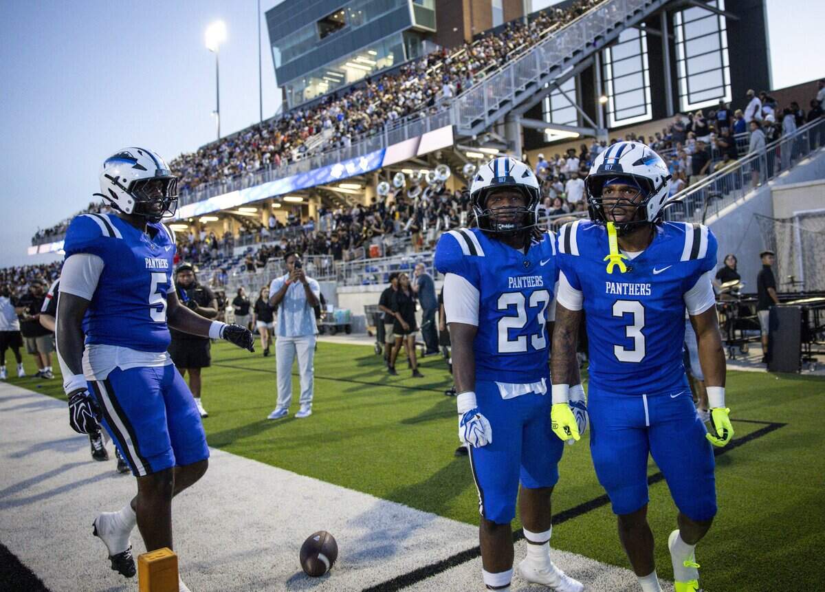 North Crowley celebrates scoring a touchdown against Southlake Carroll during the first half of the game on Friday, Sept. 4, 2026 at Crowley ISD Stadium in Fort Worth.