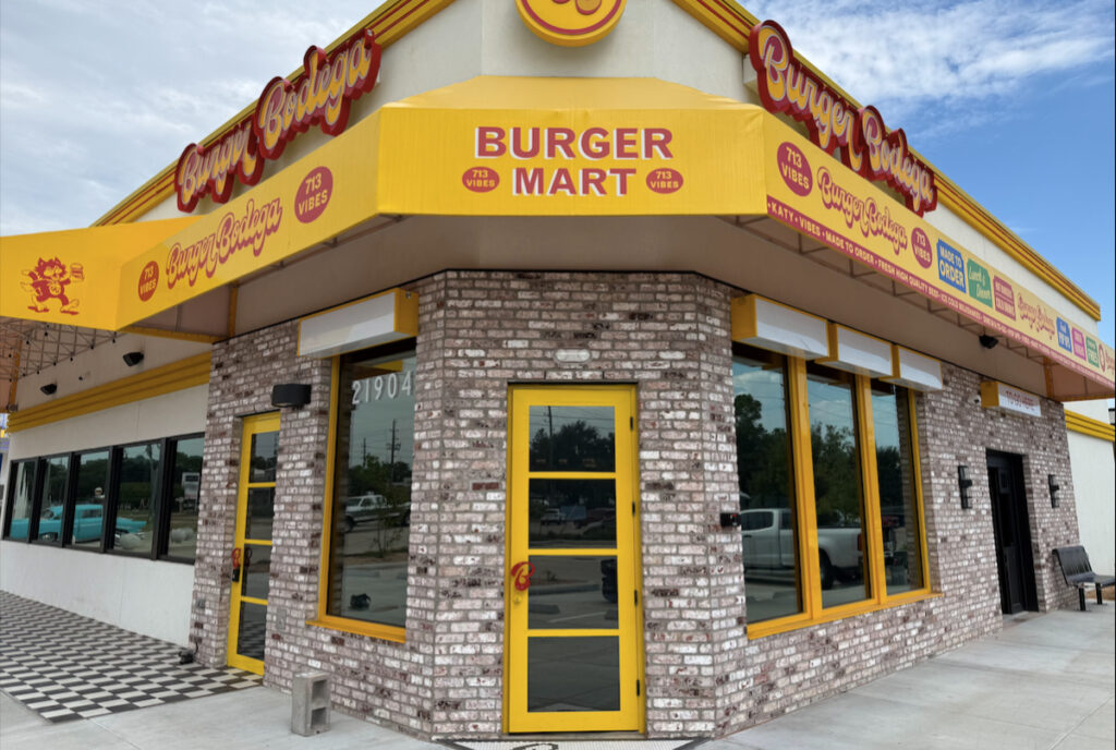 Image shows the Burger Bodega storefront in Katy, Texas.