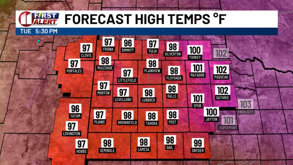 Near record high temperatures expected Wednesday afternoon.