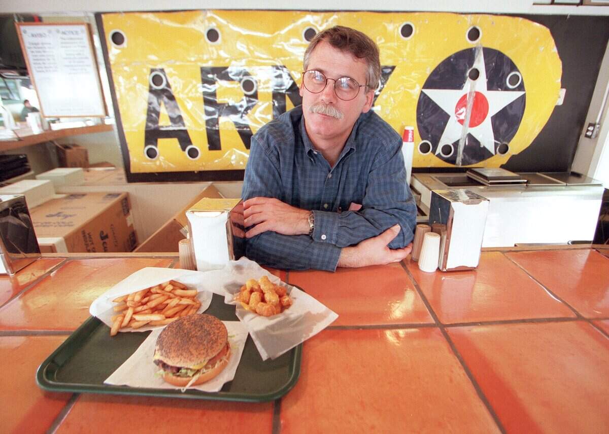 Airways Hamburgers fFounder Barry Brown, seen here in 2000, had an interest in everything aviation. He started Airways in Arlington, Texas, in 1999 and later sold the restaurant.