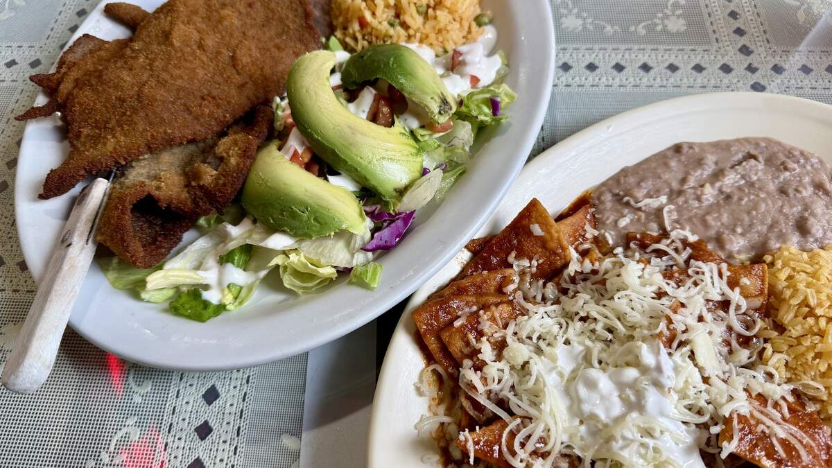 “Orejas de elefante” – “elephant ears” – double milanesa and chilaquiles with hot-hot chipotle morita salsa at La Tortilandia, seen Aug. 15, 2026. “Orejas de elefante” – “elephant ears” – double milanesa and chilaquiles with hot-hot chipotle morita salsa at La Tortilandia, seen Aug. 15, 2026.