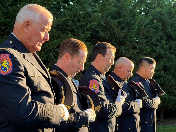 Nassau County Police Officers gathered at Mineola Memorial Park to remember the victims. 