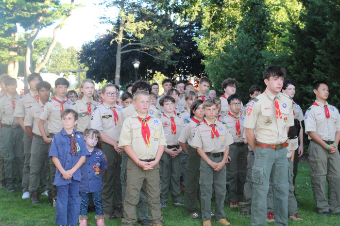 Boy Scouts gathered at the memorial as well. 