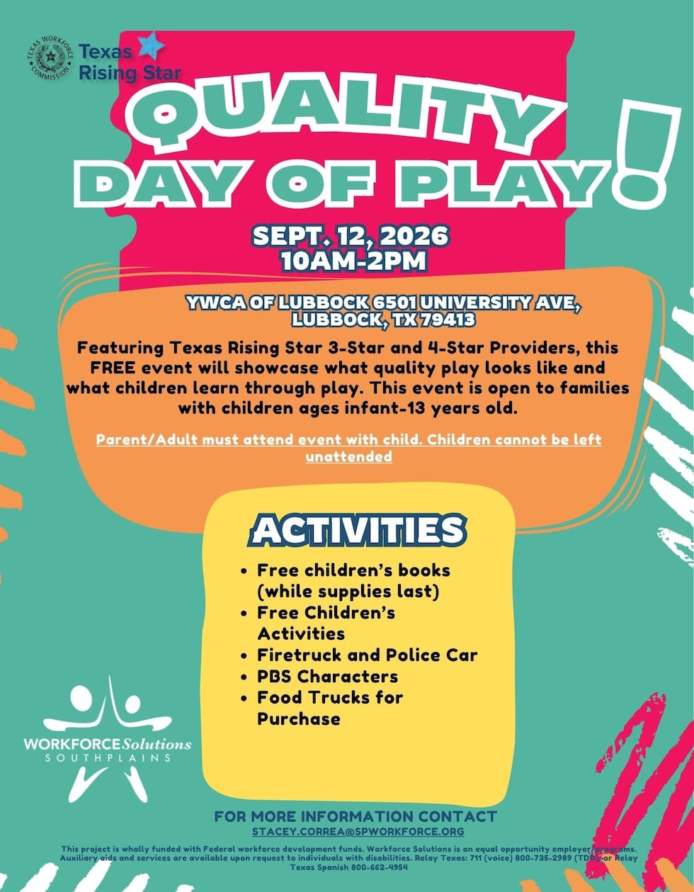 Join South Plains Community Action Association for its Quality Day of Play event! Learn about...