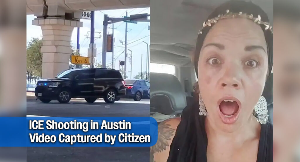 Heidi Ann Clark captured video from her vehicle as federal immigration officers pursued Wilber Rafael Garces Perez in Austin, Texas, before an ICE officer shot and wounded him on Sunday. Screenshot from video courtesy of Heidi Ann Clark.