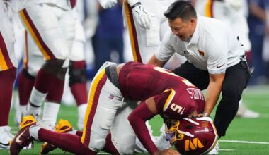 Commanders QB Jayden Daniels dislocates his left elbow for the second time in less than a year