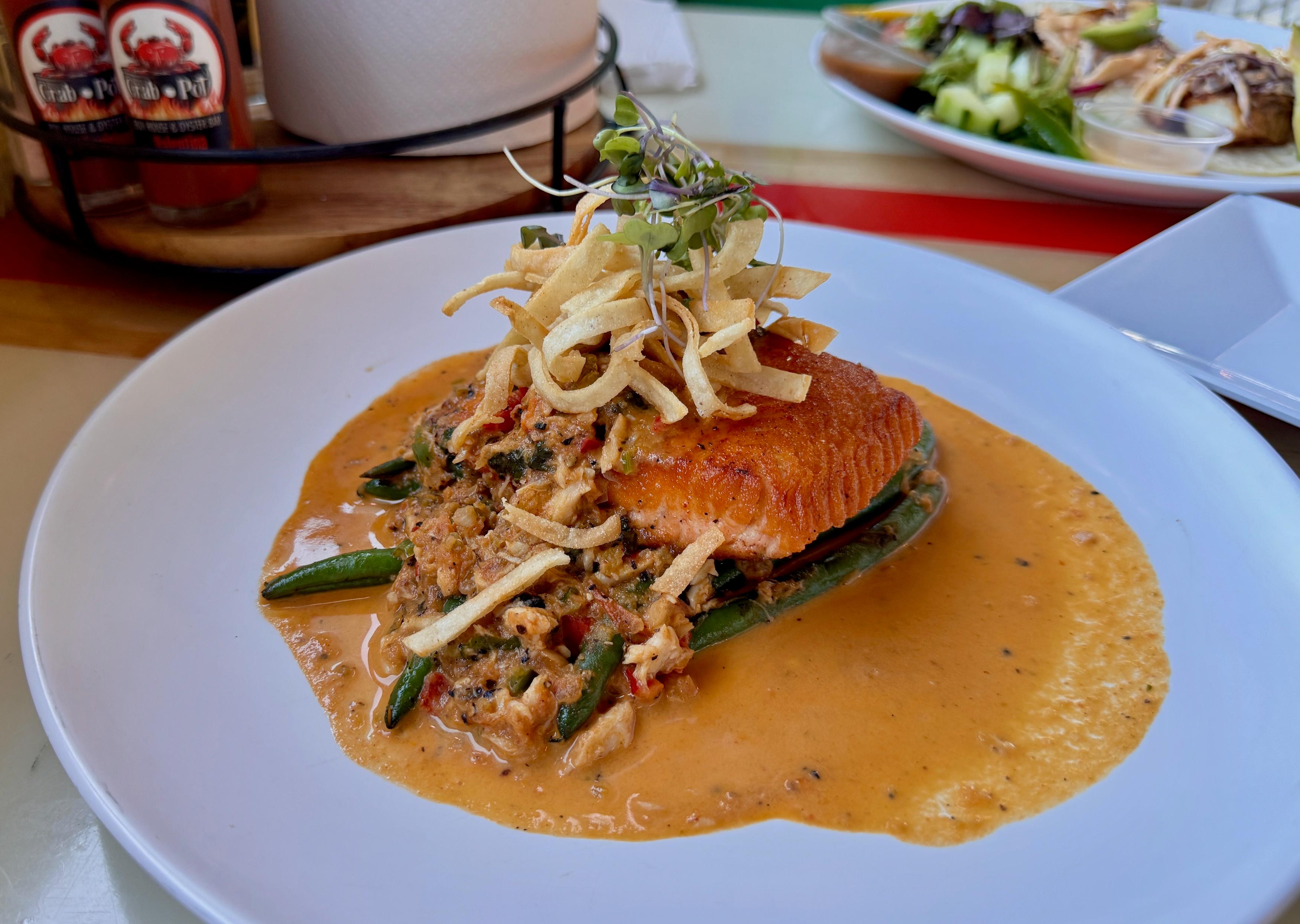 The salmon special with a blue crab sauce.