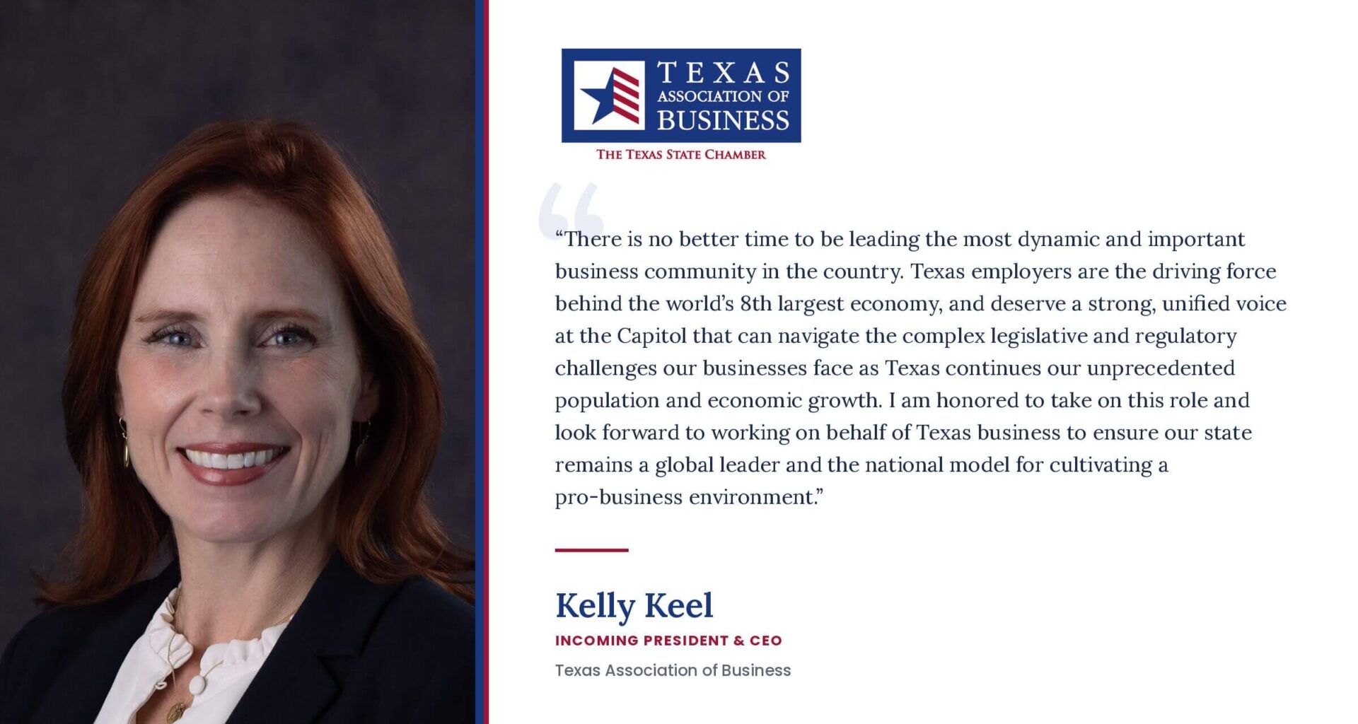 Texas Association of Business Names Kelly Keel as New President & CEO
