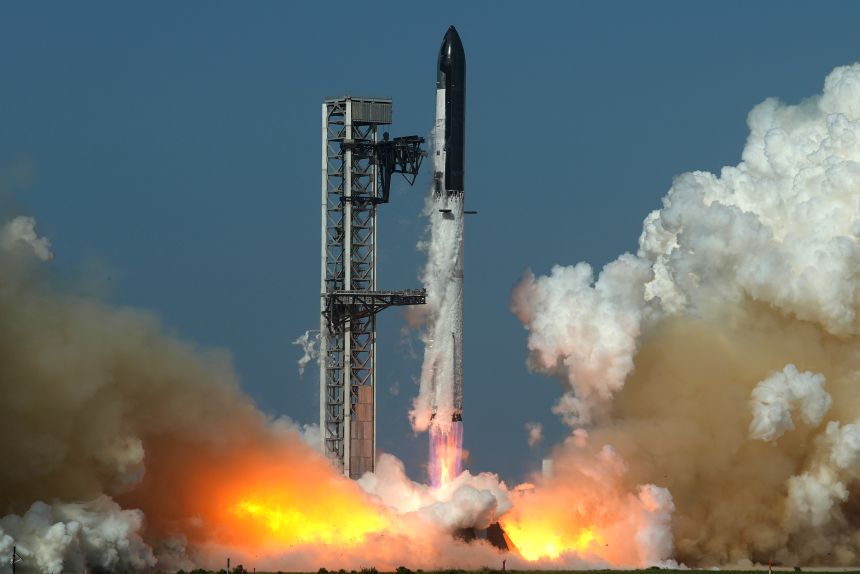 SpaceX's rocket Starship lifts off for a test flight from Starbase, Texas, on July 24.