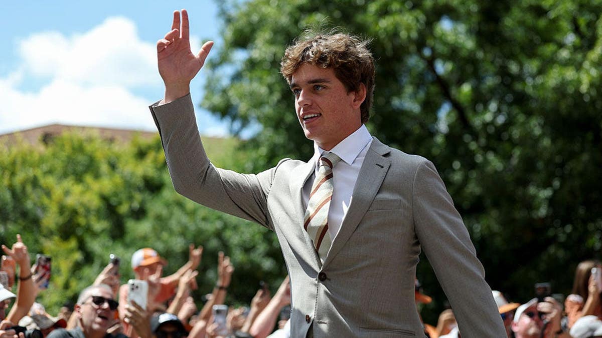 Arch Manning arrives before a Texas Longhorns game at Darrell K Royal-Texas Memorial Stadium.