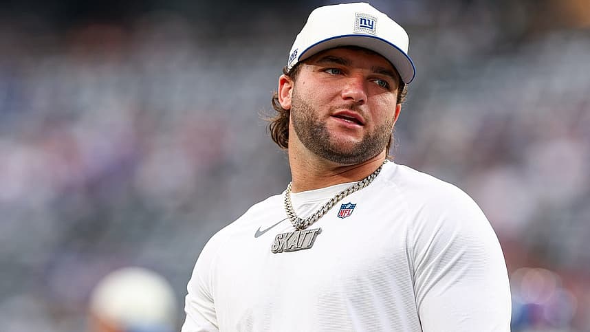 Giants running back Cam Skattebo before a preseason game