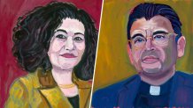 Paintings of Rushan Abbas and Rolando José Álvarez Lagos by President George W. Bush.