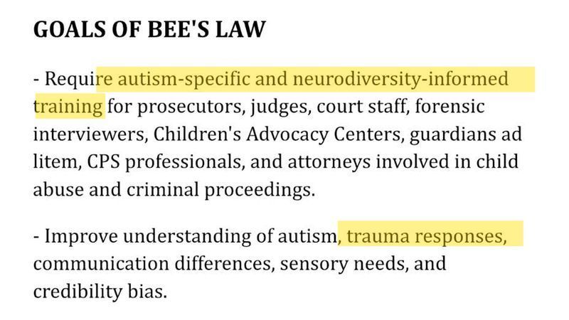 The proposal calls for autism-specific and trauma-informed training for people working throughout the justice system, including judicial, prosecutorial and investigative professionals. (Courtesy of Mother of victim)