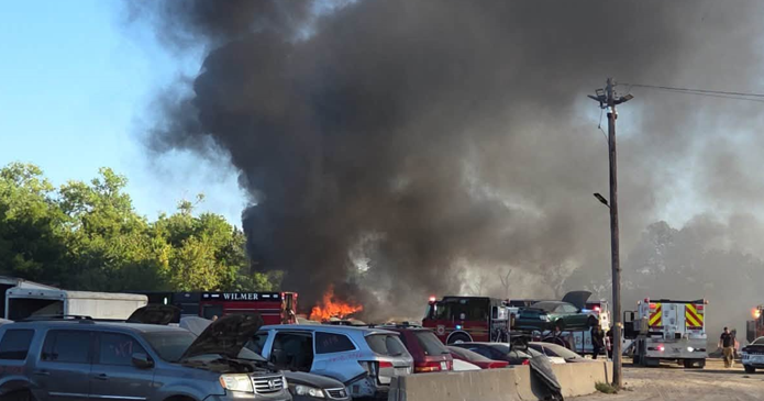 20 vehicles catch fire at Dallas County salvage yard, officials say
